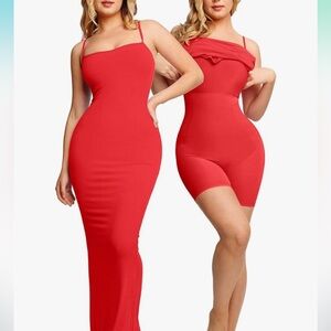 Popilush Bodycon Fitted Maxi Dress in Red